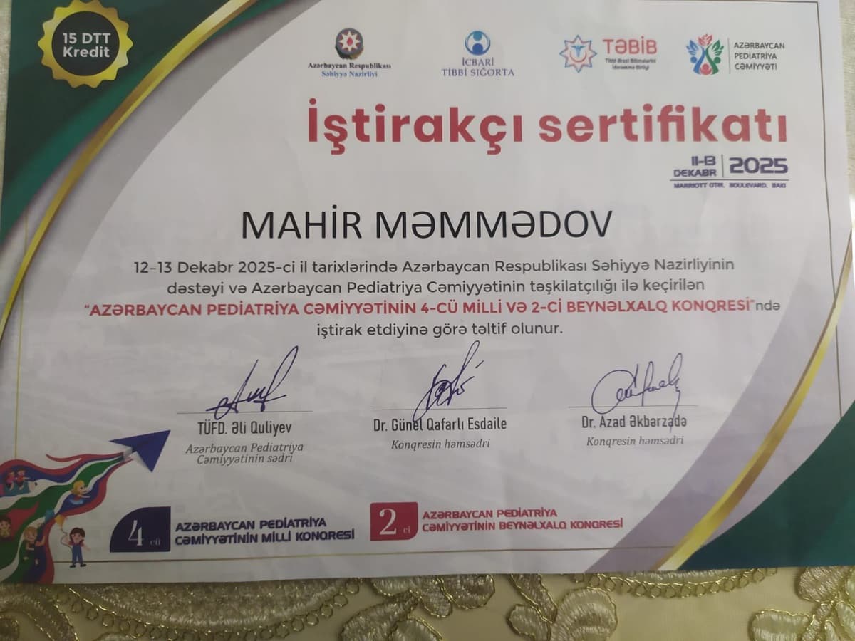 Həkim Peşəkar Sertifikatı 8 - Turan Hospital
