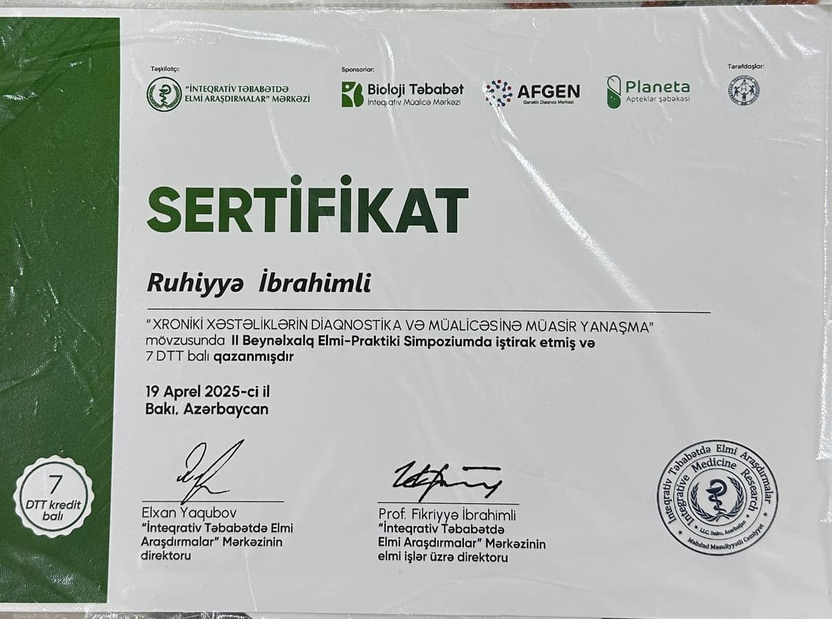 Həkim Peşəkar Sertifikatı 1 - Turan Hospital