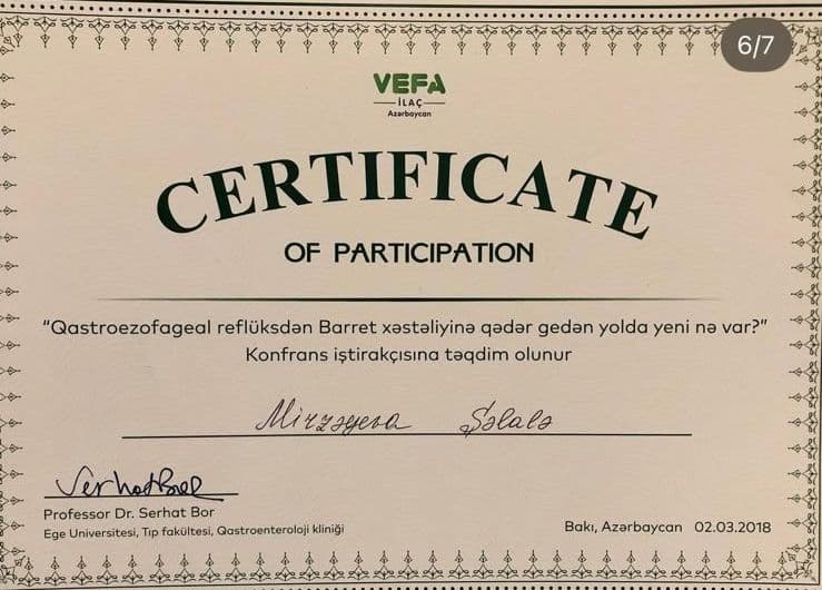 Həkim Peşəkar Sertifikatı 3 - Turan Hospital